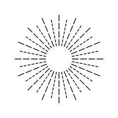Rays on a white background, linear drawing