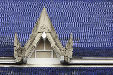Old blue gable roof Thai pattern