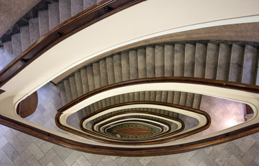 GENOA (Genova), ITALY, APRIL 2017 - Stairwell building, oval staircase inside building