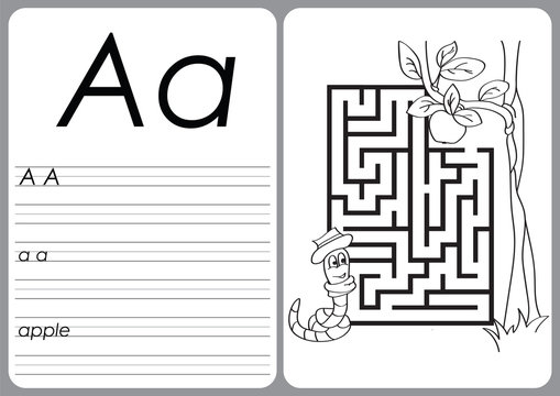Alphabet A-Z - puzzle Worksheet - Coloring book
