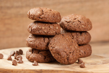Home Baked Oat Cookies With Chocolate.