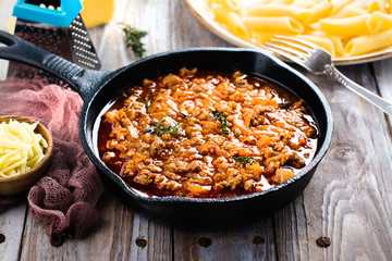 Italian bolognese sauce for lasagne or pasta