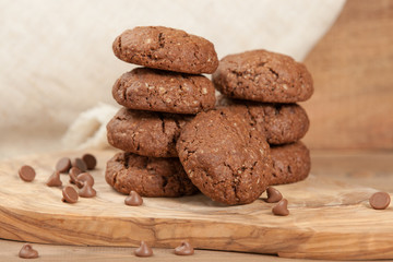 Home Baked Oat Cookies With Chocolate.