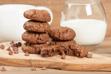 Home Baked Oat Cookies With Chocolate.