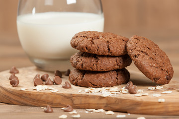 Home Baked Oat Cookies With Chocolate.