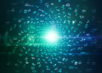 Processing concept - digital - numbers in circle - digits - blue background