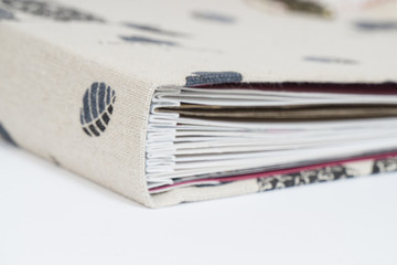 Notebooks, planners and photo albums in scrapbooking style with colorful pages