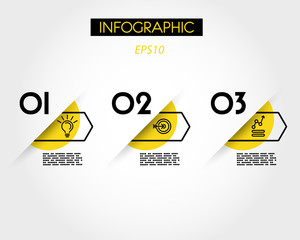 yellow arc infographic options with arrow