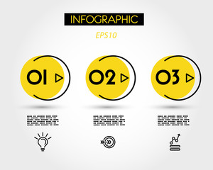 yellow circle infographic options with black arrow