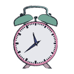 hand drawing color pink alarm clock vector illustration