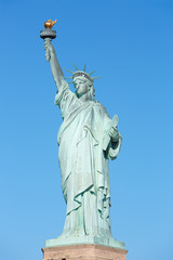 Statue of Liberty in New York, clear blue sky in a sunny day, clipping path