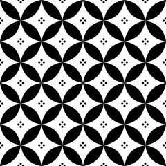 Fototapety  Geometryczny wzór bezszwowy w czerni i bieli - inspirowany hiszpańskim i portugalskim wzornictwem płytek