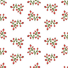 Seamless floral  pattern of berries.