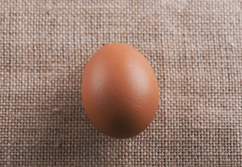 Egg placed on canvas.