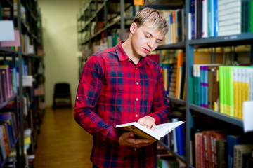 College student in library