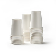 Thai paper coffee cup on white background.