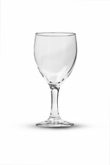 Empty drinking wine glass on white backgorund.