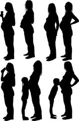 pregnant women and children on white