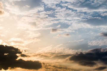 colorful dramatic sky with cloud at sunset