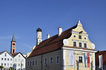 Rathaus und Turm der Pfarrkirche, Friedberg