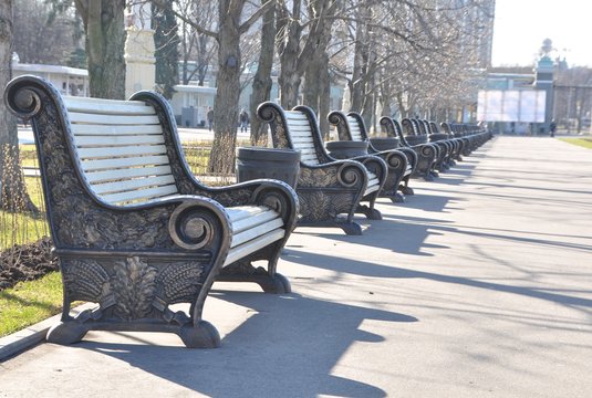 Скамейки на аллее