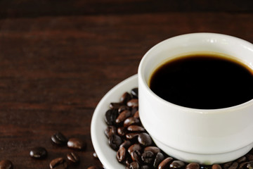 coffee cup on wood table