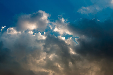 colorful dramatic sky with cloud at sunset