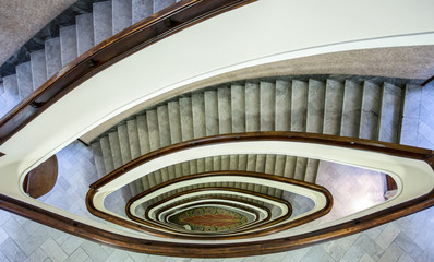 GENOA (Genova), ITALY, APRIL 2017 - Stairwell building, oval staircase inside building