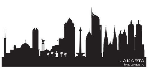 Jakarta Indonesia city skyline vector silhouette