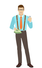 Businessman with cash money and mobile phone