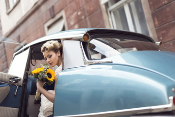 Bride in a car
