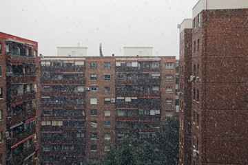 Snowing in the city