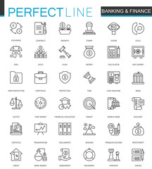 Finance and Banking thin line web icons set. Outline stroke icon design.