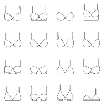 Set of bra icons, vector illustration