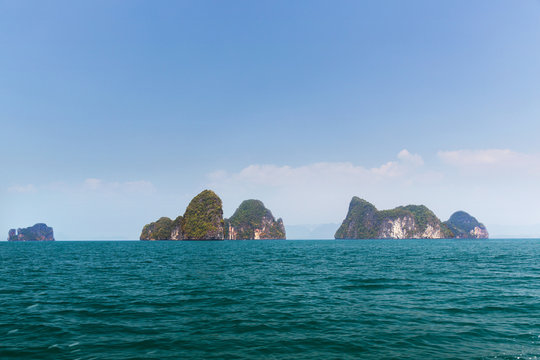 krabi island cliffs in ocean water at thailand