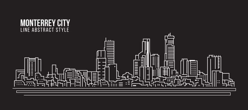 Cityscape Building Line art Vector Illustration design - Monterrey city