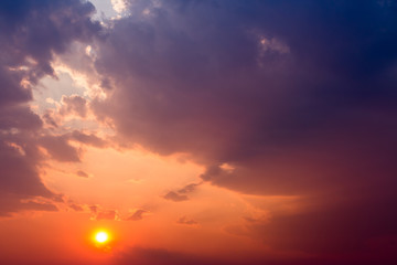 colorful dramatic sky with cloud at sunset