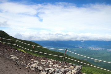 Kawaguchiko city viewed from mountain Fuj