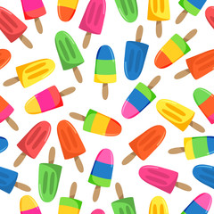 Seamless popsicle pattern in cartoon style.