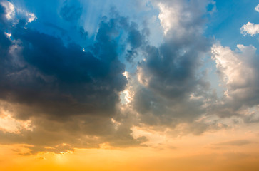 colorful dramatic sky with cloud at sunset