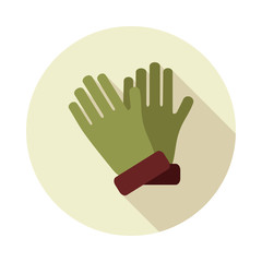 Rubber garden gloves flat vector icon