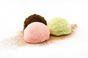 Ice cream scoops isolated on white background
