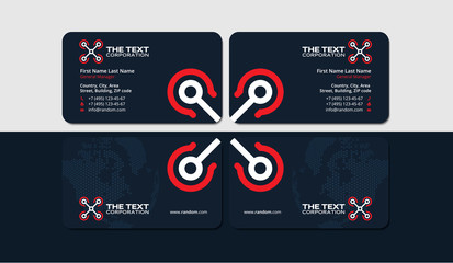 dark business card template with red drone