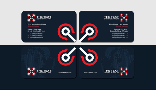 dark business card template with red drone