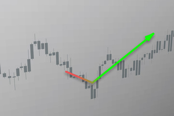 Trend line up on stock chart. 3D illustration