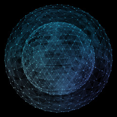Abstract blue network globe. Technology concept of global communication.