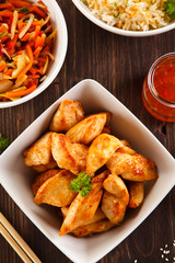 Asian food ingredients with chicken