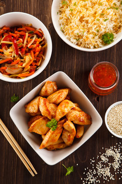 Asian food ingredients with chicken
