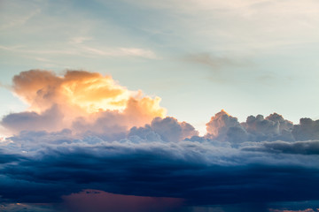 colorful dramatic sky with cloud at sunset