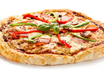 Pizza with ham and pepper